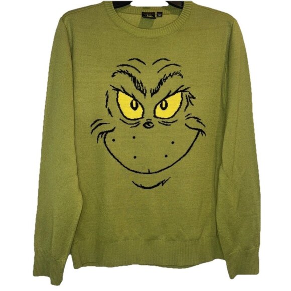 Dr. Seuss Grinch Face Crew Neck Ugly Christmas Sweater Fun Holiday Sz XXL - Picture 1 of 8